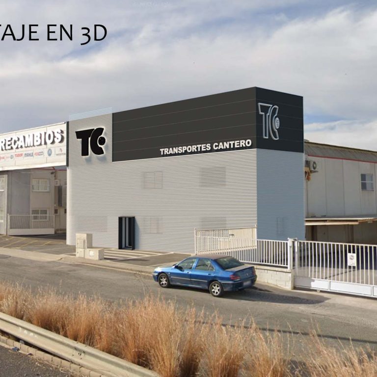 Diseño fachada con chapa microperforada, rotulo retroiluminado y alucobond